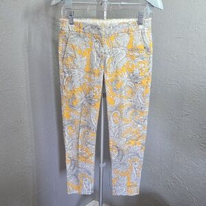 J. Crew Yellow Paisley Crop Pants Cottage Hippie